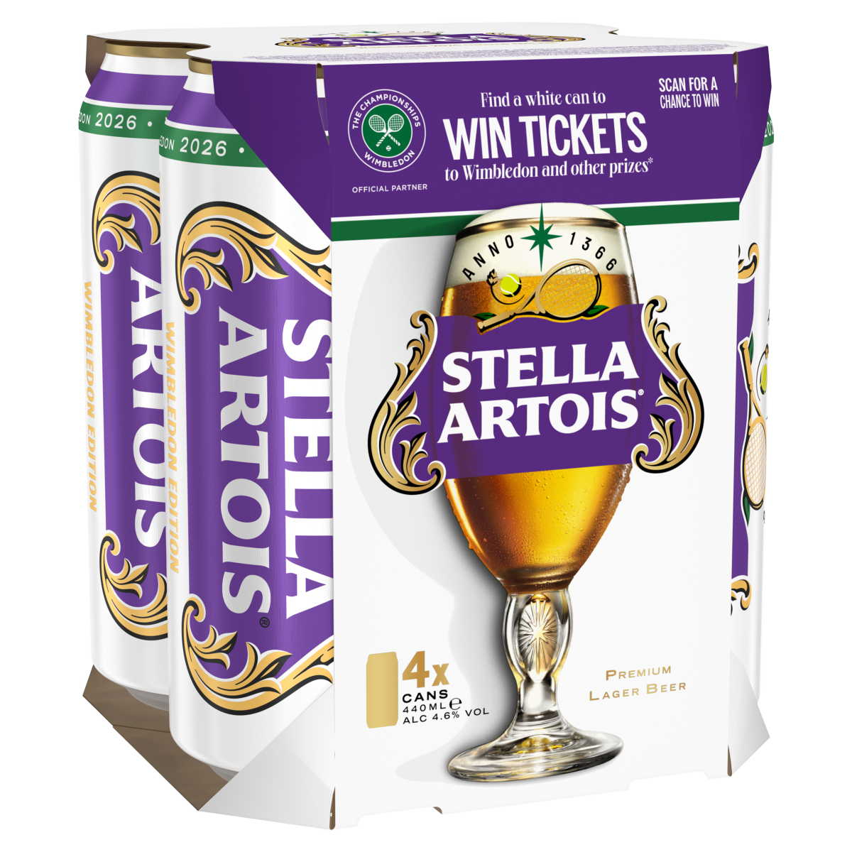 Stella Artois Premium Lager Beer 4 x 440ml