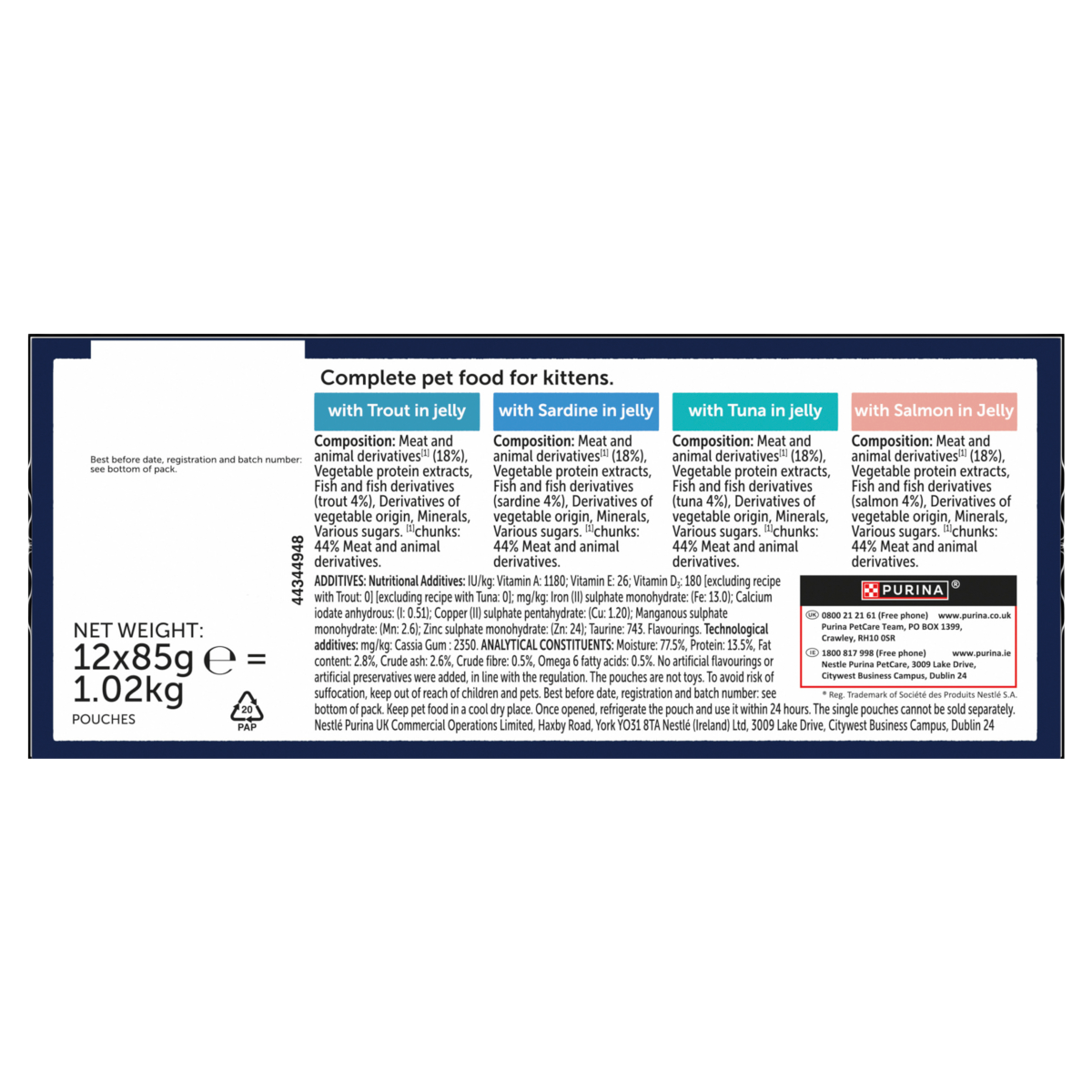 Felix Kitten As Good As It Looks Fish Selection in Jelly 2-12 Months 12 x 85g (1.02kg)