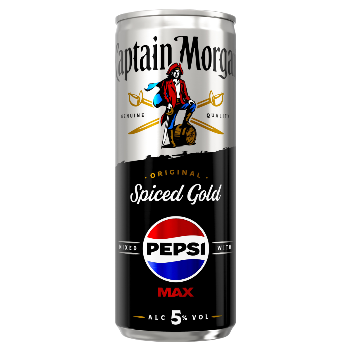Captain Morgan Original Spiced Gold and Pepsi MAX® Premix 250ml 5% vol can