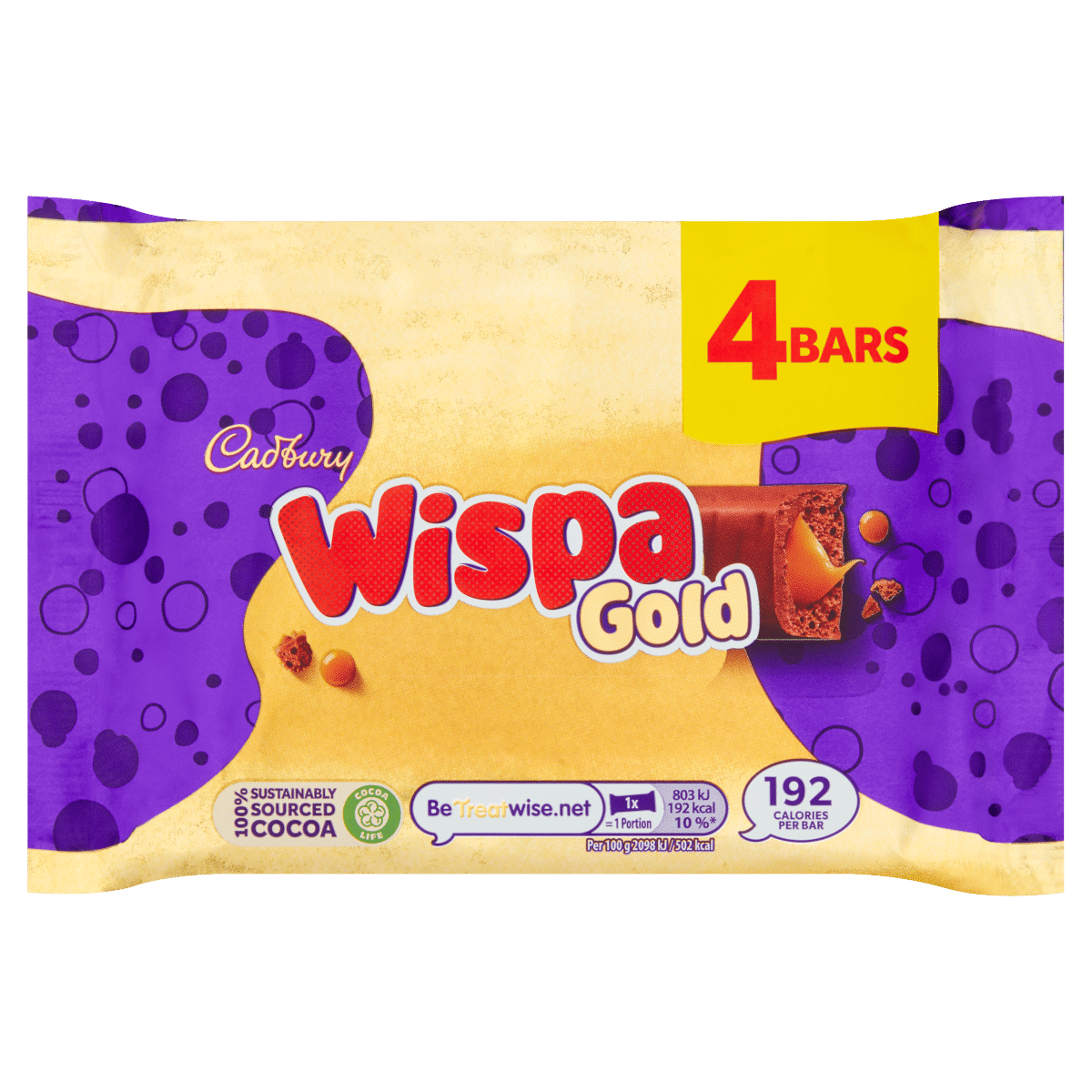 Cadbury Wispa Gold Chocolate Bar 4 Pack 153.2g