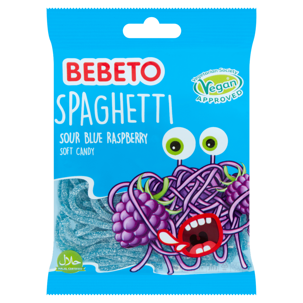 Bebeto Spaghetti Sour Blue Raspberry Soft Candy 70g