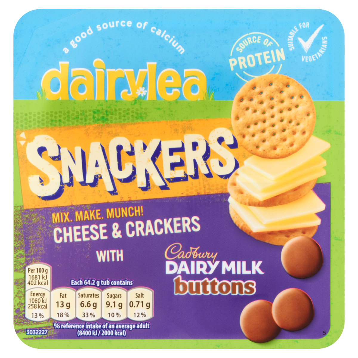 Dairylea Snackers Cheese & Crackers with Cadbury Dairy Milk Buttons 64.2g