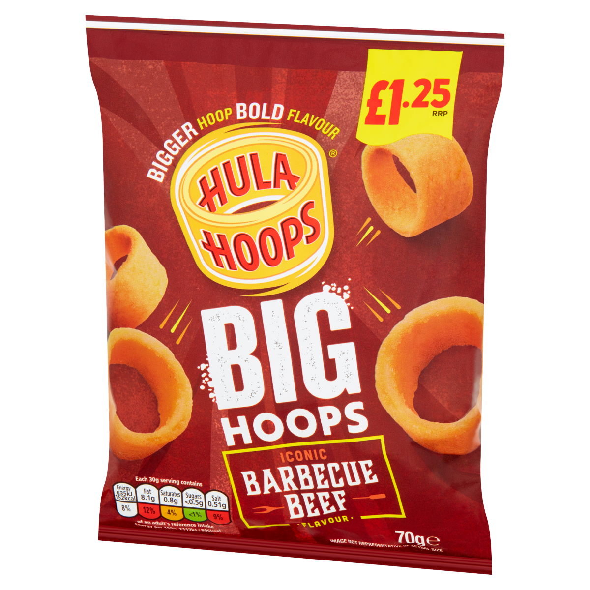 Hula Hoops Big Hoops Iconic Barbecue Beef Flavour 70g