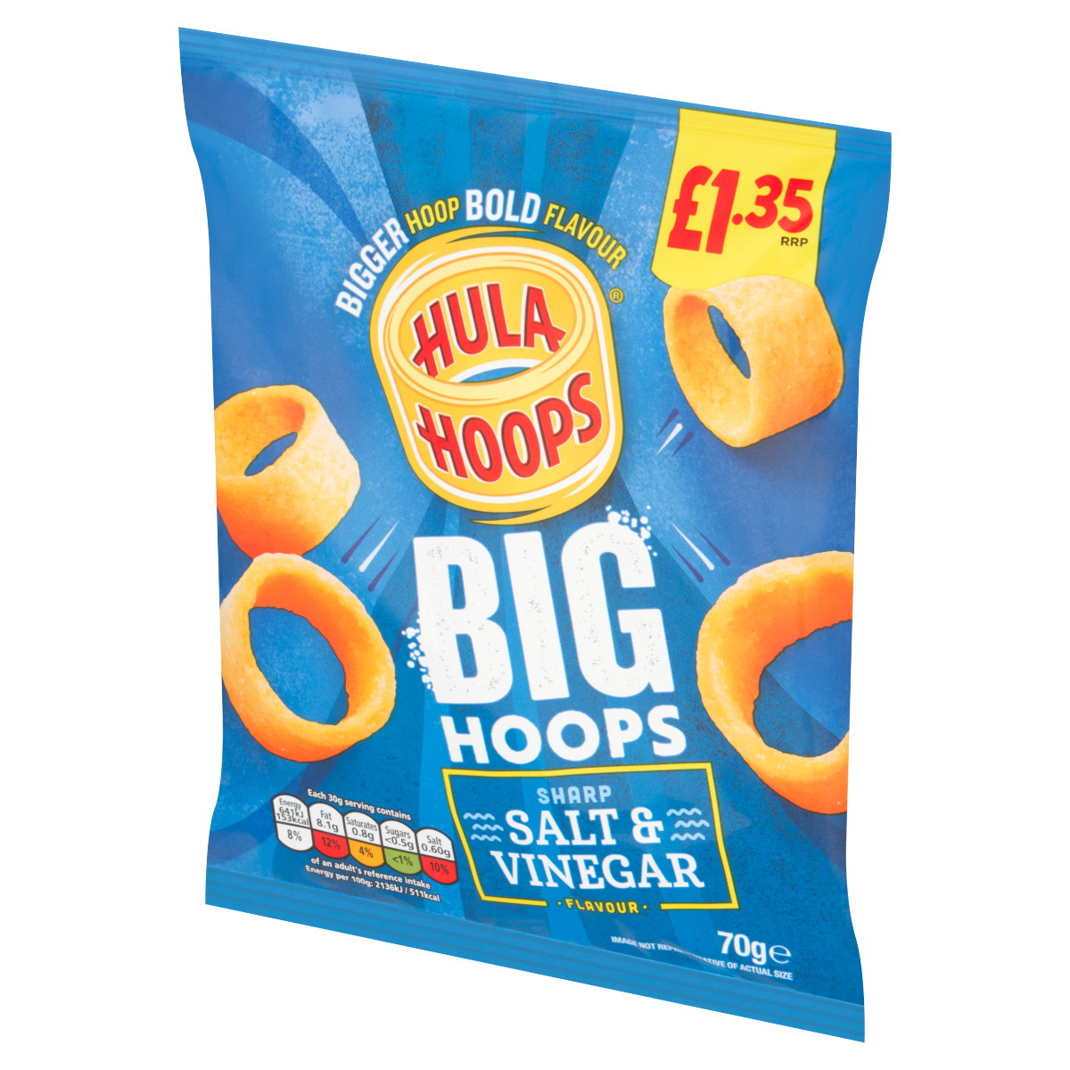 Hula Hoops Sharp Salt & Vinegar Flavour Big Hoops 70g