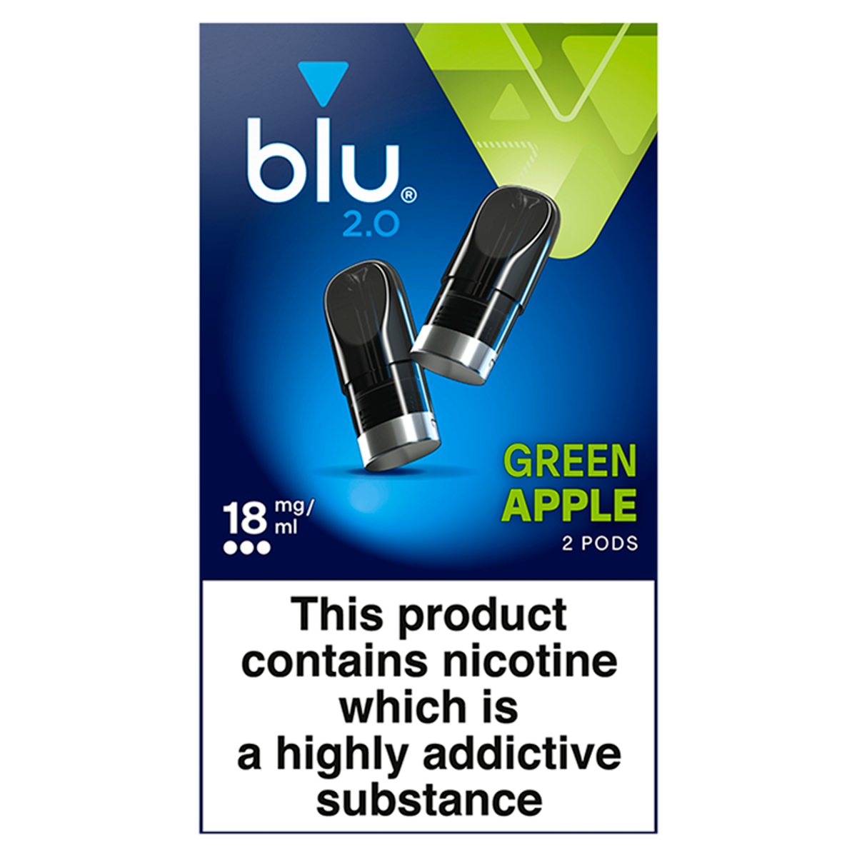 blu 2.0 Green Apple Vape Pods 18mg/ml 2 x 1.9ml