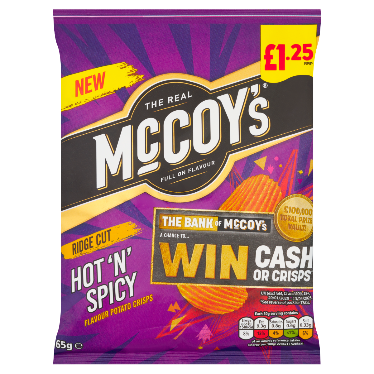 McCoy’s Hot ‘N’ Spicy Flavour Potato Crisps 65g