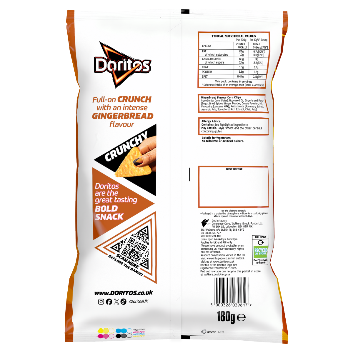 Doritos Limited Edition Gingerbread Flavour Corn Sharing Crisps 180g