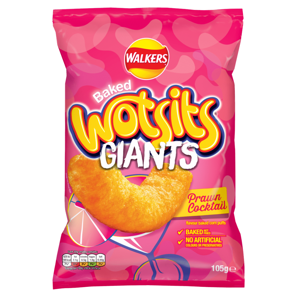 Walkers Wotsits Giants Snacks Prawn Cocktail Sharing Crisps 105g