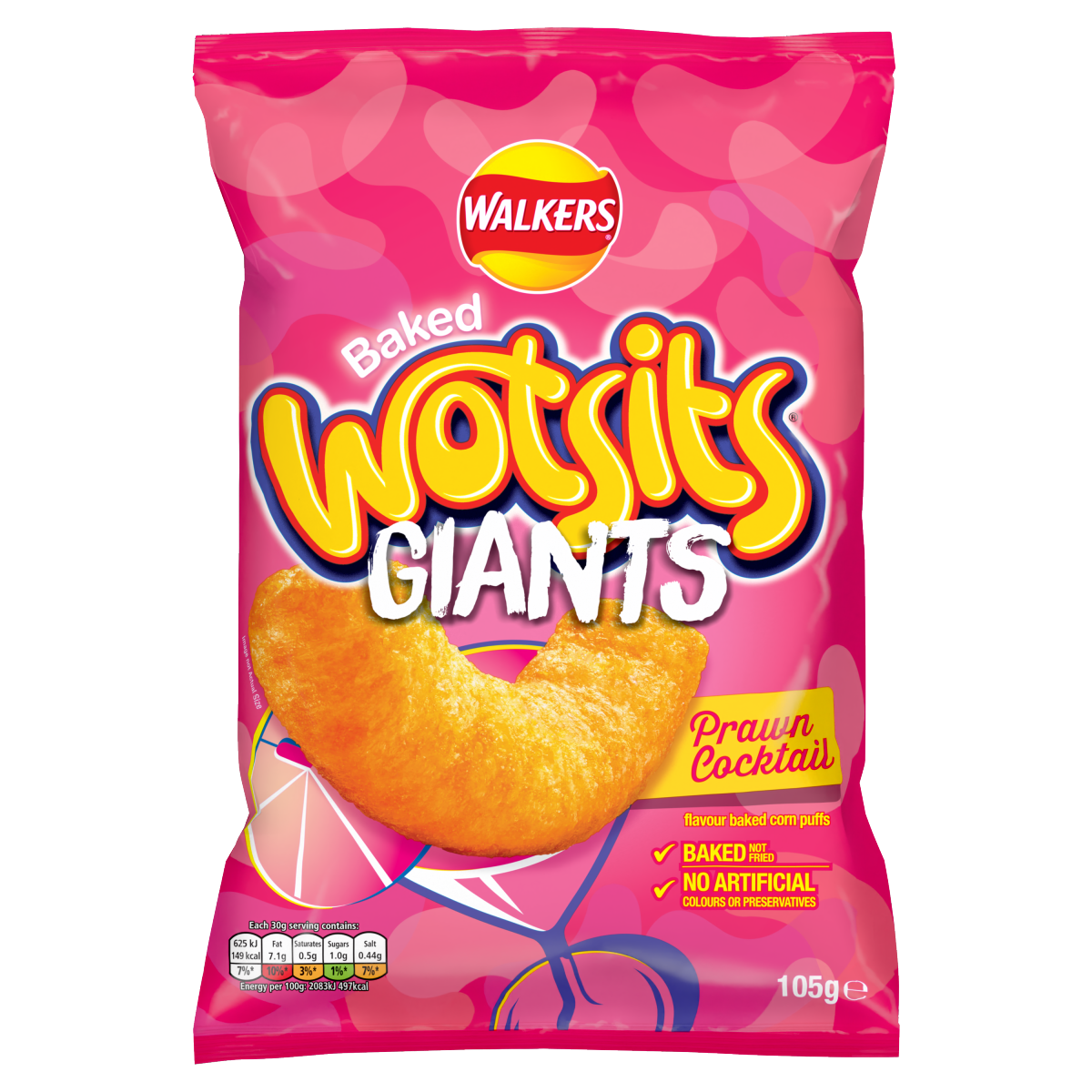 Walkers Wotsits Giants Snacks Prawn Cocktail Sharing Crisps 105g