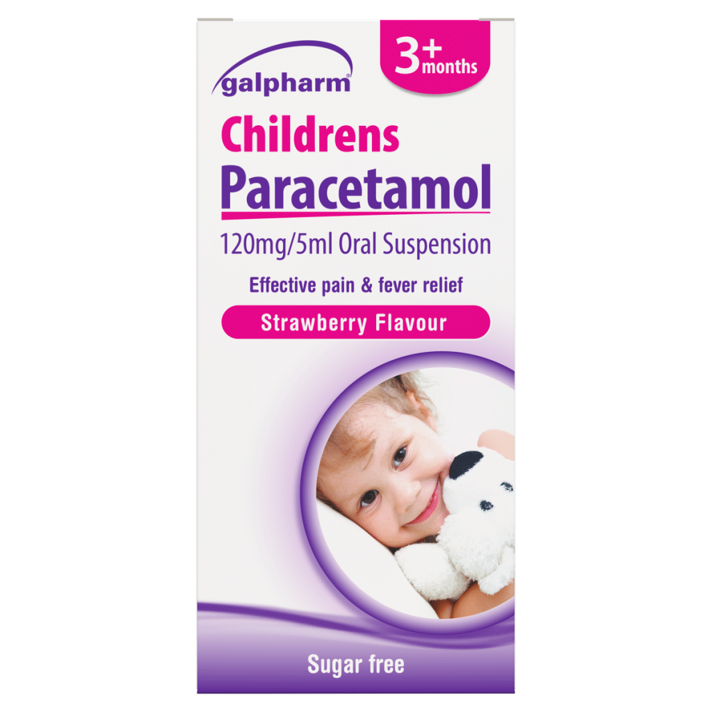 Galpharm Strawberry Flavour Childrens Paracetamol 120mg/5ml Oral Suspension 3+ Months 100ml