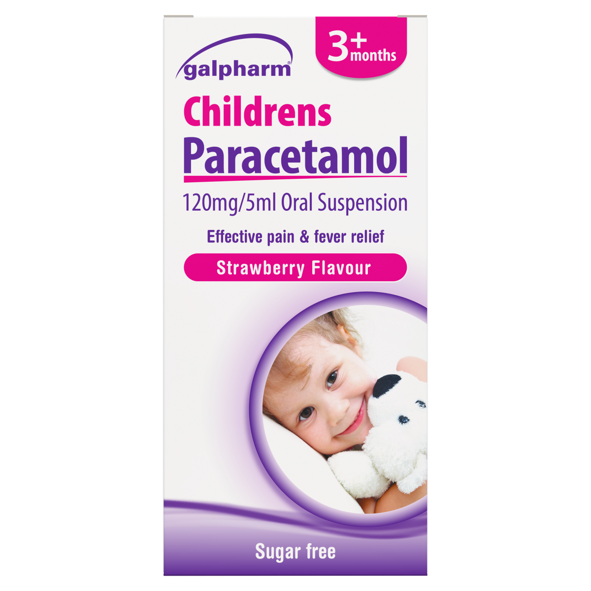 Galpharm Strawberry Flavour Childrens Paracetamol 120mg/5ml Oral Suspension 3+ Months 100ml