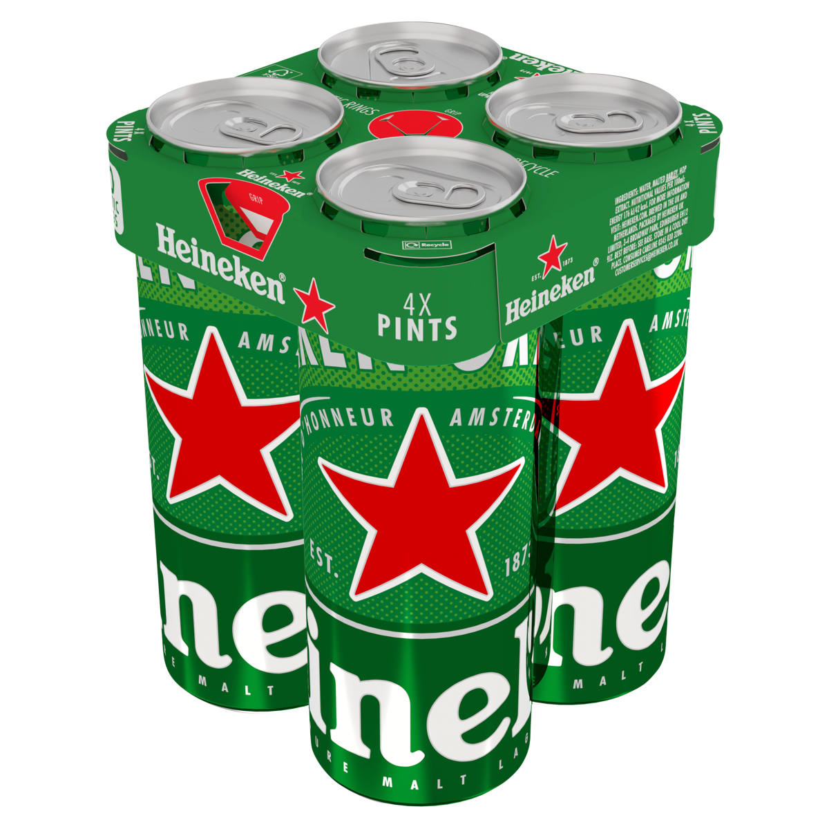 Heineken Pure Malt Lager Pint Cans 4 x 568ml