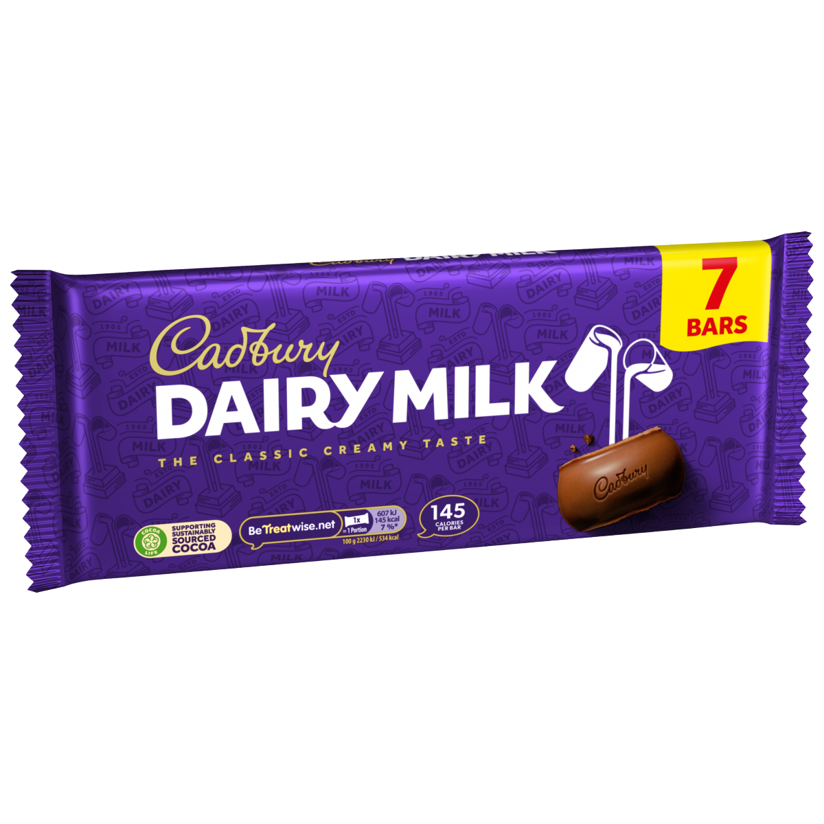 Cadbury Dairy Milk Chocolate Bar 7 Pack Multipack 190.4g (7 x 27x2g)