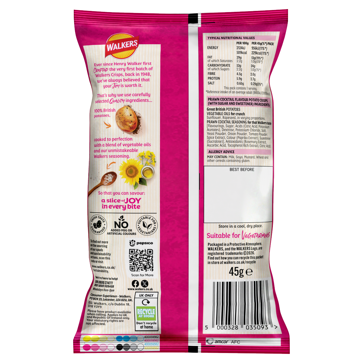 Walkers Prawn Cocktail Grab Bag Crisps 45g