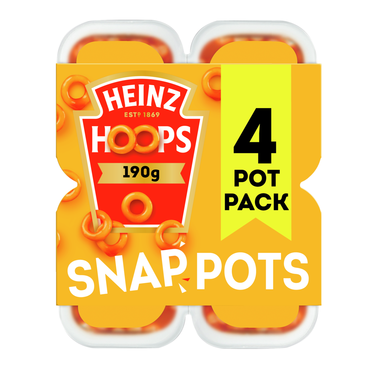 Heinz Spaghetti Hoops in Tomato Sauce Snap Pots 4 x 190g (760g)