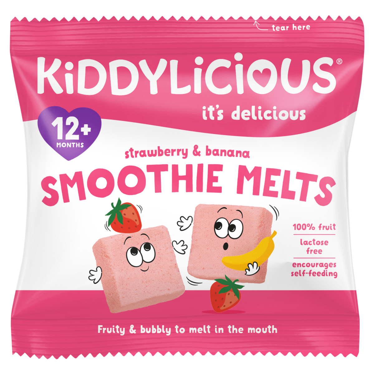 Kiddylicious Strawberry & Banana Smoothie Melts 12+ Months 6g