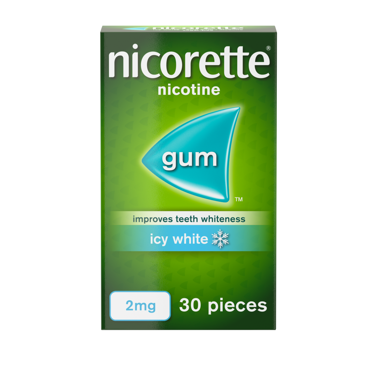 Nicorette Icy White 2mg Gum 30 Pieces Quit Smoking Aid