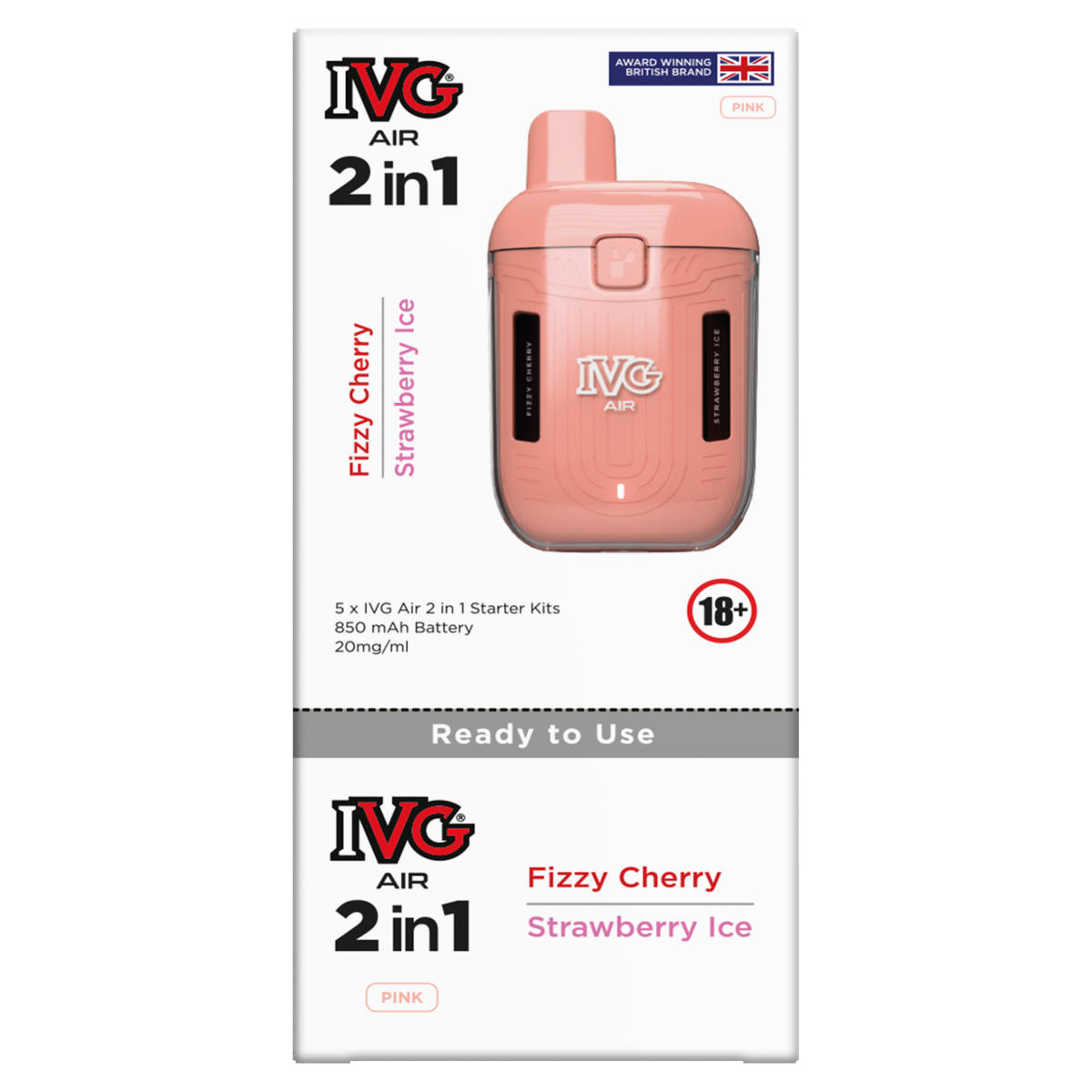 IVG Air Pink Fizzy Cherry, Strawberry Ice 2 in 1 Pods  20 mg/ml