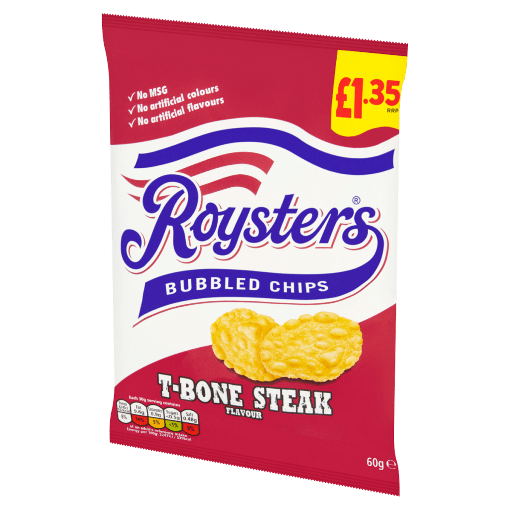 Roysters T-Bone Steak Flavour Bubbled Chips 60g
