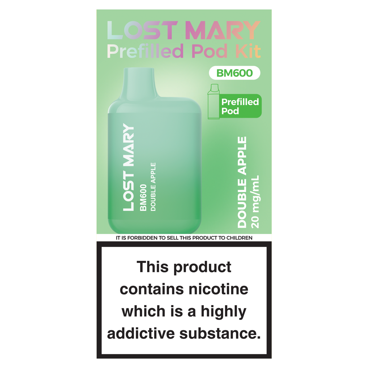 Lost Mary BM600 Double Apple Prefilled Pod Kit 20mg/ml
