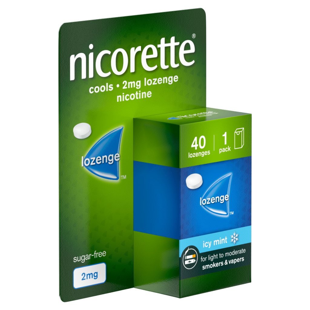Nicorette 2mg Cools Lozenge 40 pieces,Quit Smoking or Quit Vaping Aid