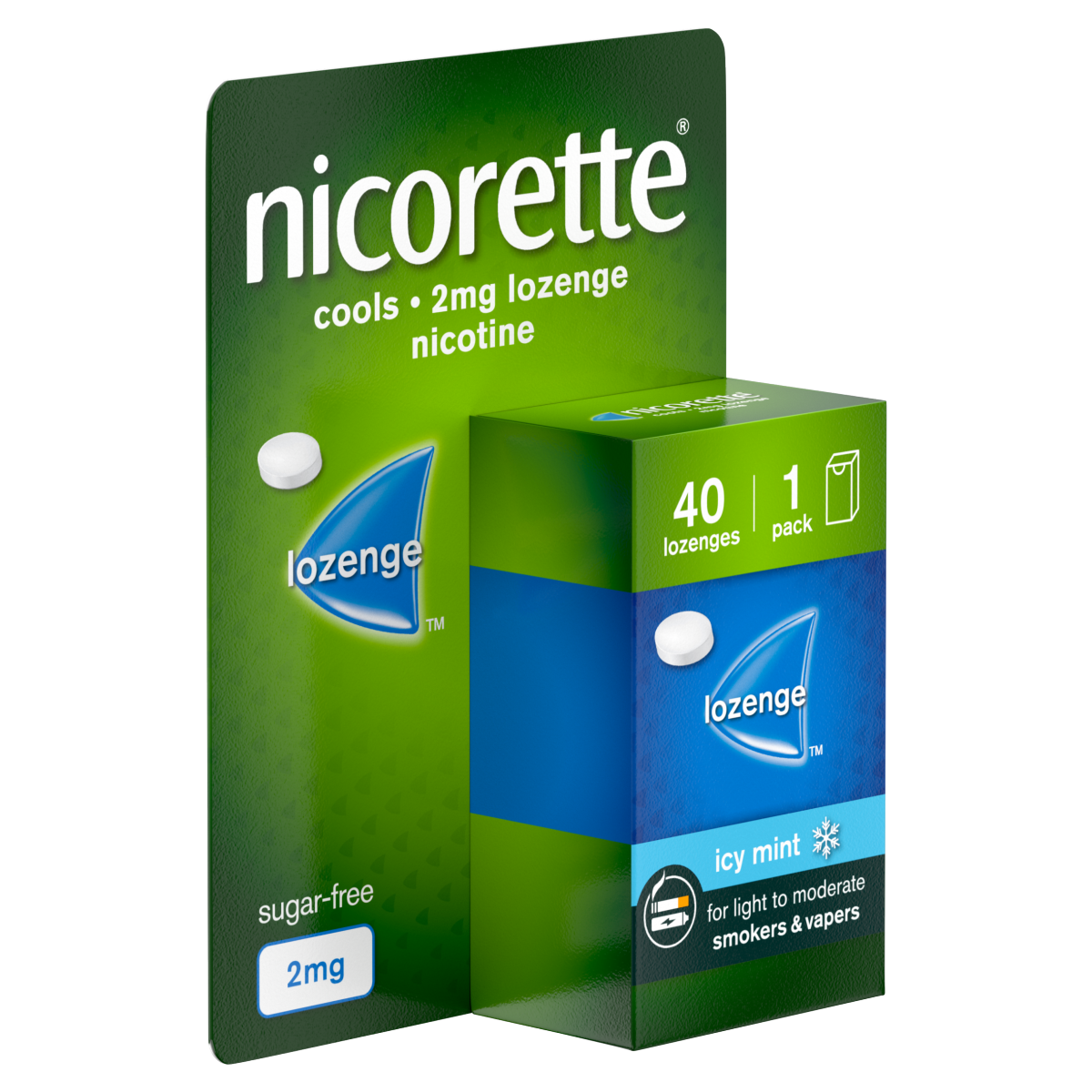 Nicorette 2mg Cools Lozenge 40 pieces,Quit Smoking or Quit Vaping Aid