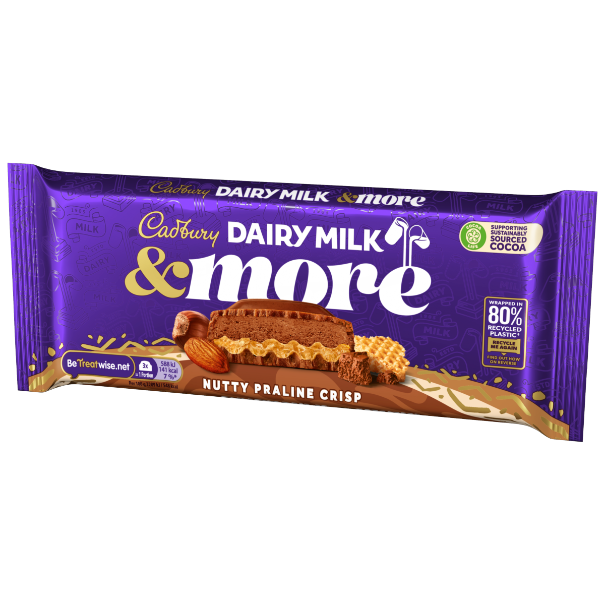 Cadbury Dairy Milk &More Nutty Praline Crisp Chocolate Bar 180g