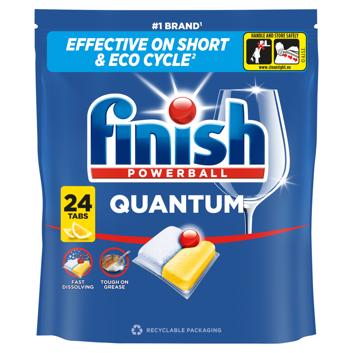 Finish Quantum All In One Lemon Dishwasher Tablets – 24 Tabs
